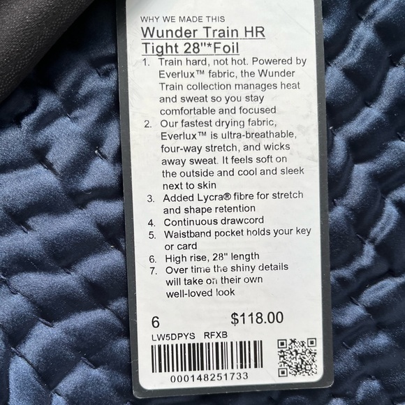 Lululemon Wunder Train HR 28” Special Edition Black Foil - size 6 - Picture 10 of 10